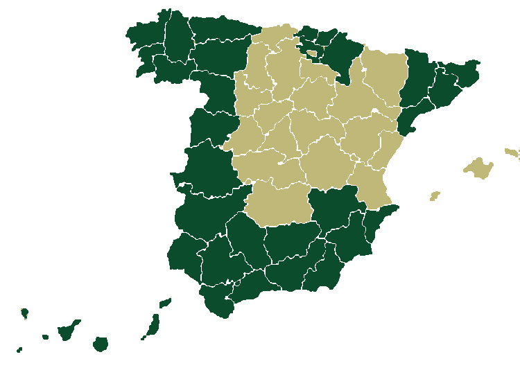 Distribución del castaño en España