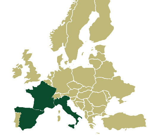 Distribución del castaño en Europa