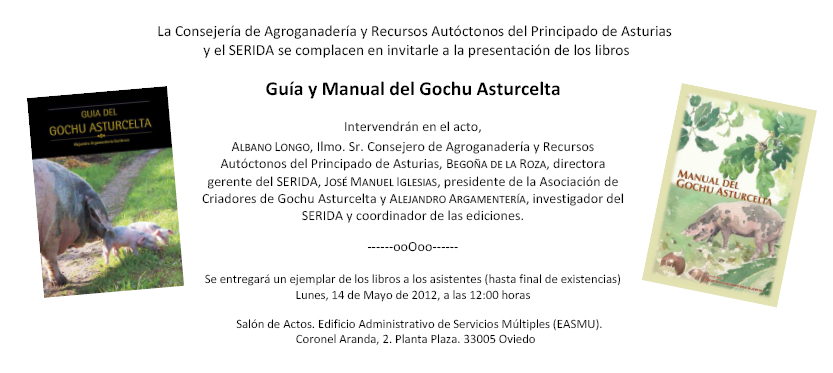 Invitación Presentación Libros Guía y Manual Gochu Asturcelta